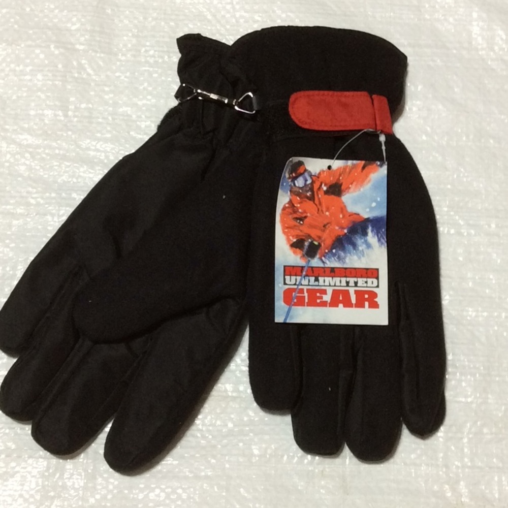 Marlboro Gear Vintage NWT Mens Black Winter Gloves Sz L